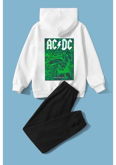 Uyguntarz Çocuk Acdc Eşofman Takımı Beyaz