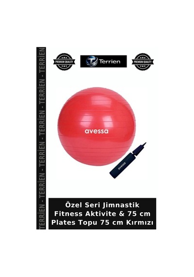 Özel Seri Jimnastik Fitness Aktivite & 75 Cm Plates Topu 75 Cm Kırmızı