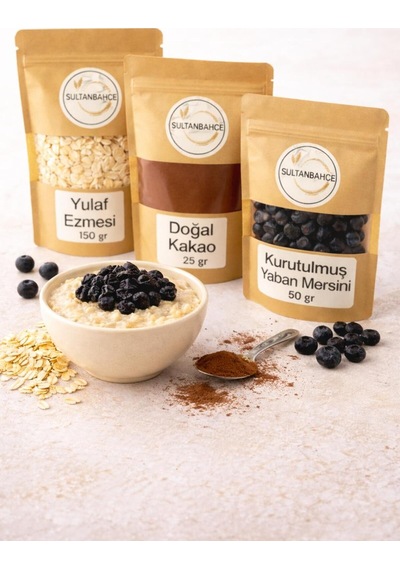 Kurutulmuş Yaban Mersinli Fit Kahvaltı Seti Yulaf -doğal Ham Kakao - Lifli Katkısız