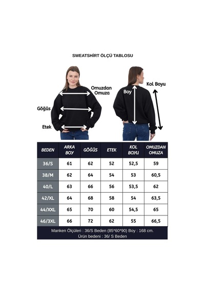 Penyebizden Kadın Pamuk 3 İplik Şardonsuz Oversize Sweatshirt & Geniş Paça Eşofman Altı Takım-siyah