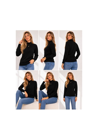 Hira Life Fashion Kadın Şık Tasarım Ve Yumuşak Dokulu Dik Yaka Triko Basic Kazak Bluz Siyah Siyah Hira Life Fashion Kadın Şık Tasarım Ve Yumuşak Dokulu Dik Yaka Triko Basic Kazak Bluz Siyah Siyah