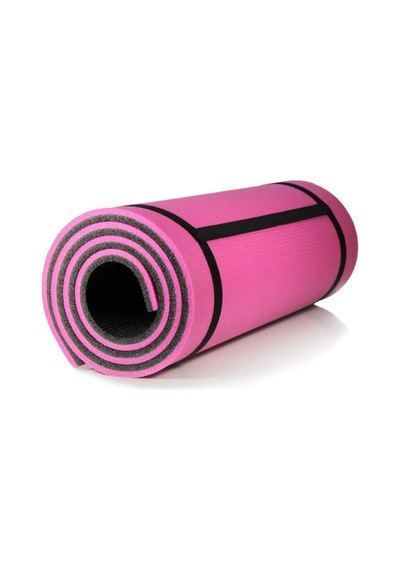 10 Mm Kalın Egzersiz Pilates Minderi Kamp Yoga Mat Çift Taraflı 180x60 Pembe - Siyah Pembe Pembe