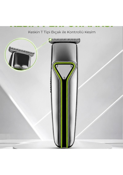Şarjlı Saç Sakal Tıraş Makinesi T Başlıklı 1 2 3 Mm Taraklı Kablolu Ve Kablosuz Kullanım