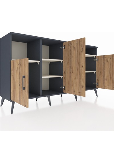 Kronos Konsol 5 Raflı 4 Kapaklı 176x59x99 Antrasit-çam/aytaşı Atlas Çam/aytası - Antrasıt