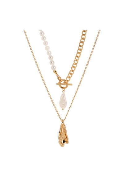 Chavin 2 Katmanlı Yapay Incil Gold Alloy Kadın Zincir Kolye En22 Altın