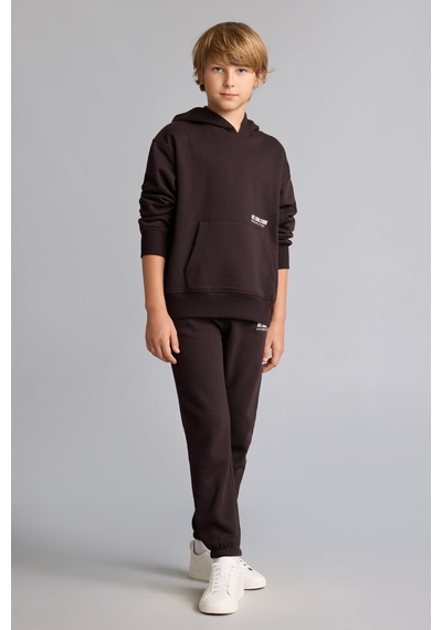 Defacto Regular Fit Kapüşonlu Baskılı Kanguru Cepli Kalın Kumaş Sweatshirt Erkek Çocuk H9682a826wnbn338 Kahve-bn338