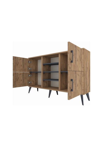 Arges Konsol 5 Raflı 4 Kapaklı 132x30x83 Çam-çam/antrasit Çam/antrasit Arges Konsol 5 Raflı 4 Kapaklı 132x30x83 Çam-çam/antrasit Çam/antrasit
