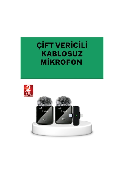 Mey İthalat Canlı Yayın Ve Video Çekimleri İçin Çiftli Kablosuz Yaka Mikrofon