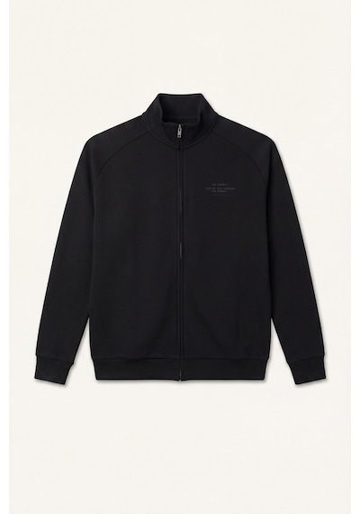 Defacto Boxy Fit Dik Yaka Baskılı İçi Yumuşak Tüylü Cepli Fermuarlı Sweatshirt Hırka E1367ax26aubk81 Siyah-bk81