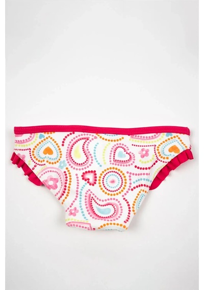 Adisia Kız Bebek Pembe Kalp Desenli Fırfırlı Bikini Altı Pembe