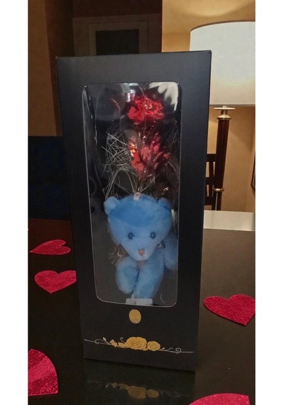 Sevgililer Gününe Özel Lüks Ayıcıklı Ledli Sonsuzluk Güllü Kutulu Boyut:28cm