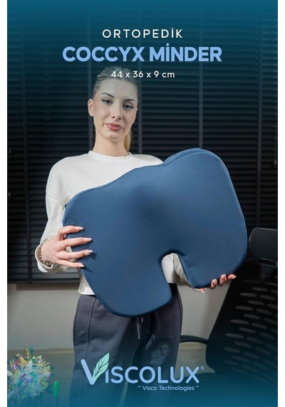Coccyx Ortopedik Oturma Minderi - Visco Kuyruk Sokumu Minderi Hemeroid Mavi 44x36x9,5 Diğer