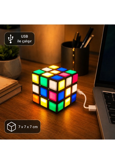 B&b Akıl Küpü Rübik Mini Dekoratif Aydınlatma -usb Bağlantılı Çok Renkli