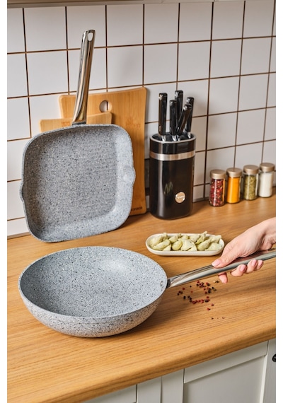 Karaca  Biogranit Nare Wok Grill Set Mavi