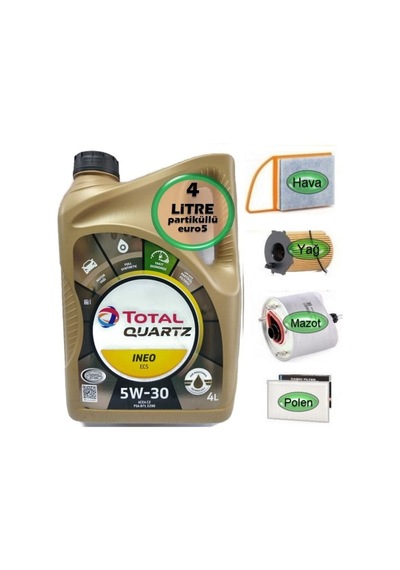 Total 5W30 Partikül Yağ + Filtre Ful Set Peugeot 301 1.6 Dizel
