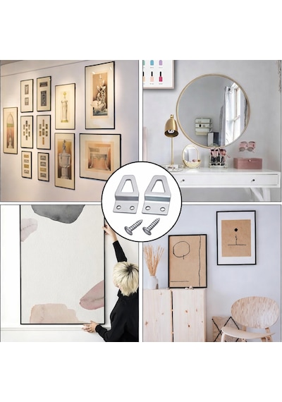 10 Adet Kıvrık Model Metal Tablo Kancası Vidalı Çerçeve & Fotoğraf Askı Aparatı Metal