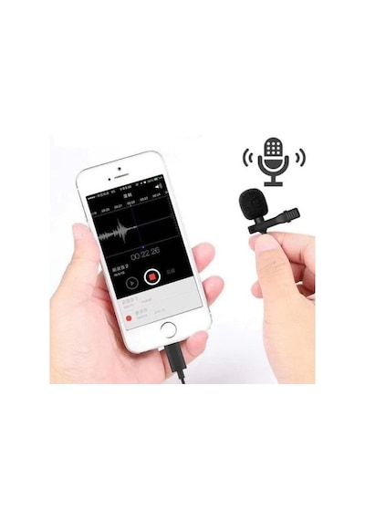 Iphone Lightning + 3.5 mm Aux Girişli Profesyonel Youtuber Yaka Mikrofonu