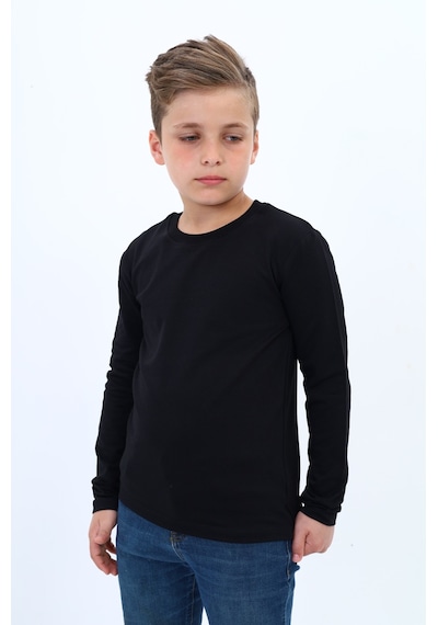 Toontoy Kids Toontoy Erkek Çocuk Bisiklet Yaka Uzun Kollu Basic Tişört Siyah