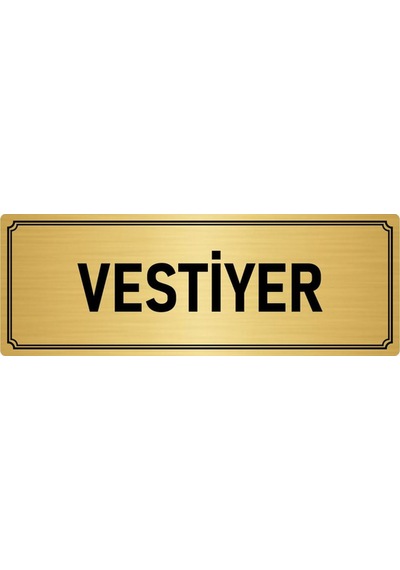 Metal Yönlendirme Levhası, Departman Kapı İsimliği Vestiyer 7x20 cm Altın Renk