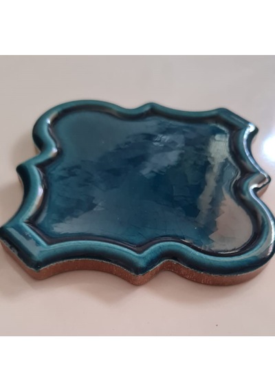 Armada Çini 12x12 Ottoman Rölyefli Arabesk Petrol Mavisi Çini