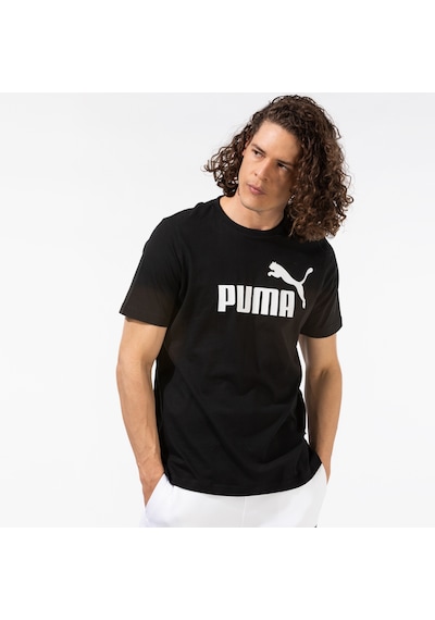 Puma Ess Logo Erkek Siyah Bisiklet Yaka T-shirt - 586666 Siyah