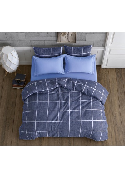 Lüks%80 Pamuklu Çift Kişilik Nevresim Takımı Seti Yorgan Kılıfı Mavi Lacivert Kare Beyaz Çizgi Desen 200x220 Cm + Lastikli Battal Boy Çarşaf 180x200x30 Cm +2 Yastık Kılıflı 50x70 Cm Çok Renkli Lüks%80 Pamuklu Çift Kişilik Nevresim Takımı Seti Yorgan Kılıfı Mavi Lacivert Kare Beyaz Çizgi Desen 200x220 Cm + Lastikli Battal Boy Çarşaf 180x200x30 Cm +2 Yastık Kılıflı 50x70 Cm Çok Renkli