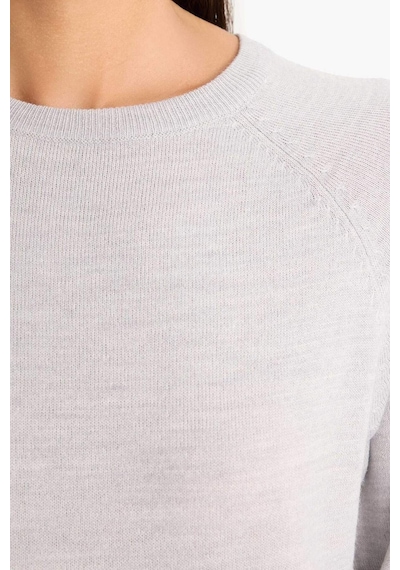 Defacto Relax Fit Bisiklet Yaka Basic Düz Triko Kazak I6913az25wngr456 Gri