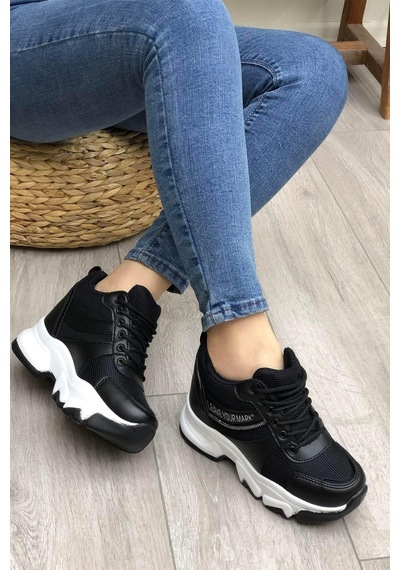Flet 209 Siyah-beyaz Kadın Spor Sneaker Siyah