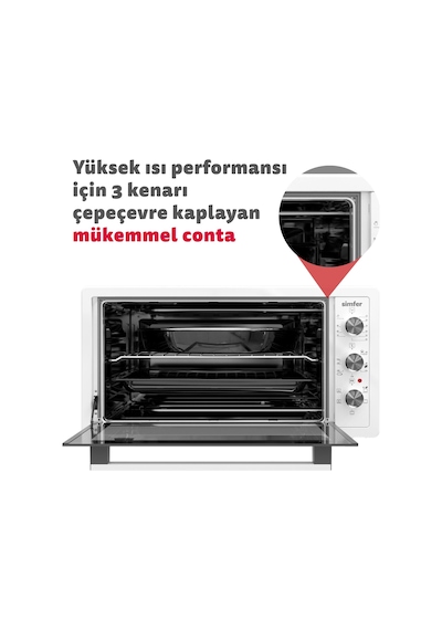 Simfer 3426 İnox Gri 34 LT Statik Mini / Midi Fırın - 4 Fonksiyon, Programlanabilir Pişirme & Isı Kontrol