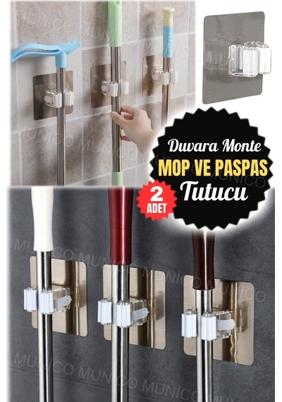2 Adet Yapışkanlı Çok Amaçlı Kancalar Duvara Monte Paspas Organizer Tutucu Mutfak Banyo Aksesuar Bey Diğer