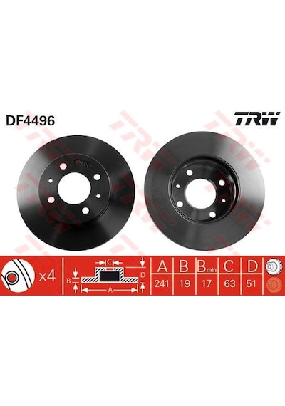 TRW DF4496 FREN DİSKİ ÖN ACCENT MILENYUM ADMIRE 00-06  HAVALI 241