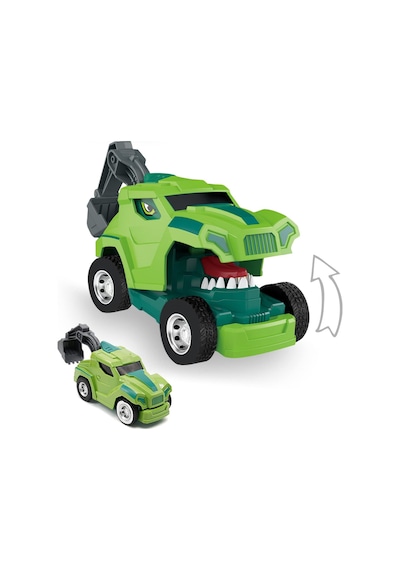 Dinozor Dönüşen Araba Çarpınca Açılan Robot Kamyon Sürtmeli Oyuncak İş Makinesi Yeşil Çok Renkli
