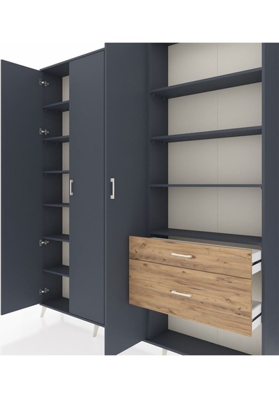 Arges Dolap 16 Raflı 2 Çekmeceli 3 Kapaklı 220x30x243 Antrasit-antrasit/çam Antrasıt/atlas Çam Arges Dolap 16 Raflı 2 Çekmeceli 3 Kapaklı 220x30x243 Antrasit-antrasit/çam Antrasıt/atlas Çam