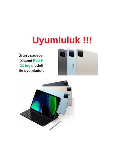 Xiaomi Pad 6 11 İnç Uyumlu 360 Dönebilen Standlı Tablet Kılıfı Ekran Koruyucu Ve Kalem Seti Kapaklı Kılıf