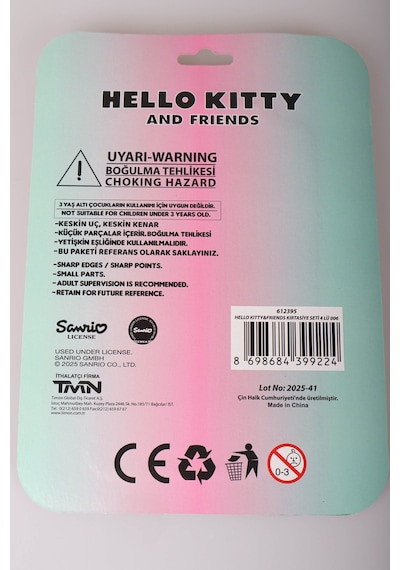 "dekomus Islak Mendil Hediyeli" Lisanslı Hello Kıtty & Best Frıends 4'lü Kırtasiye Seti Not Defteri,geçmeli Kurşun Kalem,silgi Ve Kalemtraş Altın