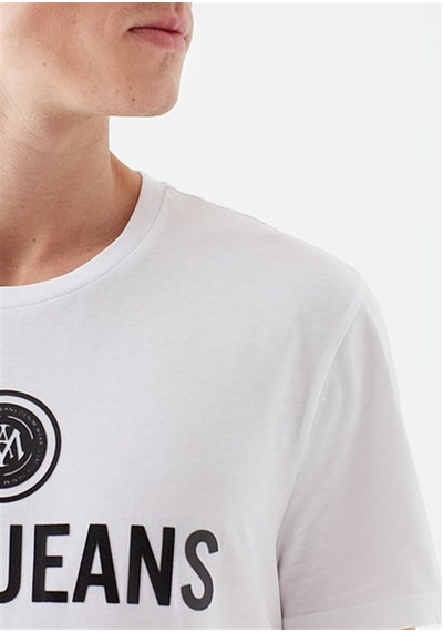 Mavi Mavi Logo Baskılı Beyaz Erkek T-shirt Beyaz