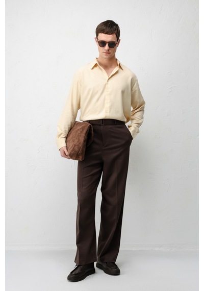 Antioch Relaxed Fit Kemerli Erkek Pantolon Kahve
