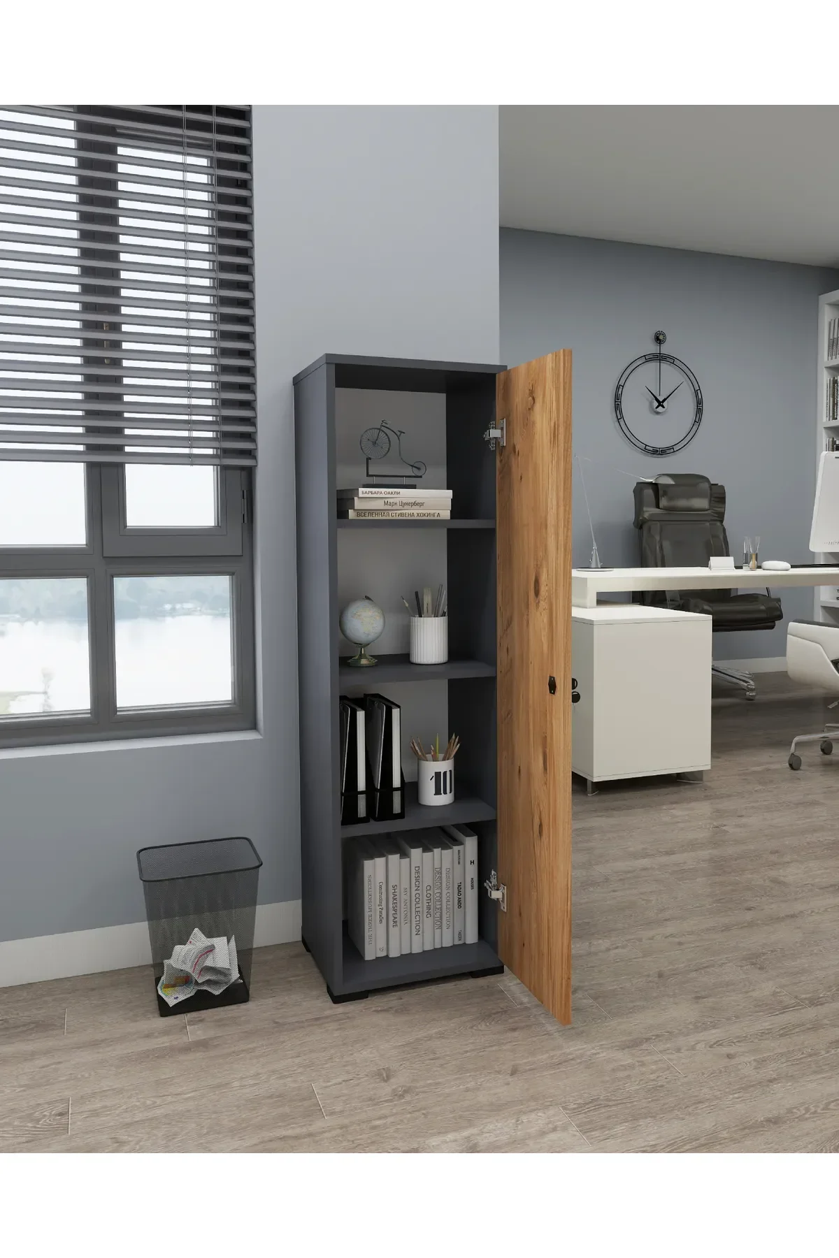 Kilitli Çok Amaçlı Dolap Ofis Mutfak Banyo İçin Kilitli Dolap Antrasit - Ceviz Kilitli Çok Amaçlı Dolap Ofis Mutfak Banyo İçin Kilitli Dolap Antrasit - Ceviz