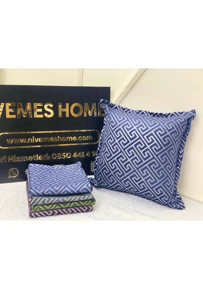 Nivemeshome Monet Zigzag Elyaf Dolgulu Kırlent Lacivert 45 X 45 Lacivert