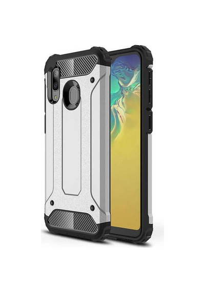 Ekılıf - Samsung Galaxy A20e Uyumlu Kılıf Çift Katman Zırh Tank Crash Military Kapak - Gri