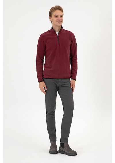 U.S. Polo Assn. Erkek Regular Fit Koyu Bordo Polar Yarım Fermuarlı Basic Sweatshirt 50313777-VR177