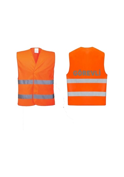 AskerVadisi GÖREVLİ Yazılı TURUNCU Renk Reflektörlü İkaz Yeleği x