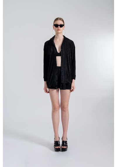 Holly Lolly Oversize Düğme Kapamalı Comfy Oversize Gömlek Siyah