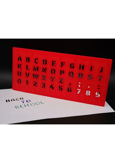 3d Baskı Alfabe, Rakam Ve Cetvel Şablonu - Yazı Çizim Kalıbı - Kırmızı Diğer