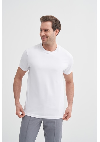Cazador Erkek Beyaz Bisiklet Yaka T-shirt 46200 Beyaz