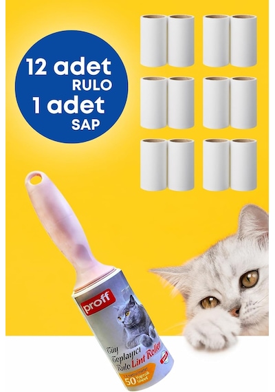 Grimor Life Tüy Toplayıcı Rulo Yapışkanlı 12 Li Yedek Rulo Kedi - Köpek Tüy Toplayıcı