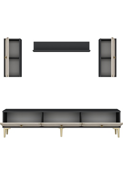 Tvr1897atg Alfa Tv Ünitesi Takımı Antrasit-traverten-gold 180cm
