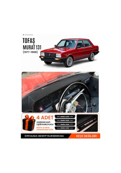 Tofaş Murat 131 1977-1988 Uyumlu Torpido Koruma, Torpido Örtüsü, Torpido Kılıfı - Siyah - Tf005