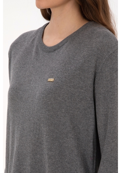 U.S. Polo Assn. Kadın Gri Melanj Bisiklet Yaka Basic Kazak 50313579-VR086