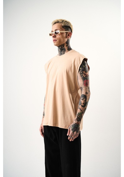 Respire Erkek Basic Tank Top Atlet Bej